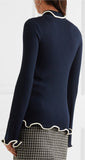 Ruffled Rib Turtleneck Sweater - Dark Blue or Grey