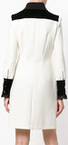 Lace Trimmed Long-Sleeve Dress, White