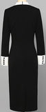 Black and White Long-Sleeve Tuxedo Dress