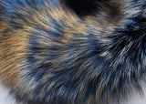 Blue Camouflage Fur Knee-Length Parka Coat