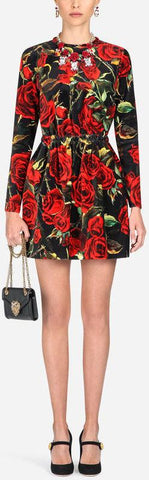 Printed Velvet Dress