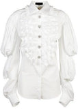 Crystal-Button-Embellished Ruffled Shirt
