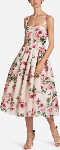 Rose-Print Fit & Flare Dress