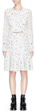 Spot Print Pintuck Silk Crepe Peplum Dress