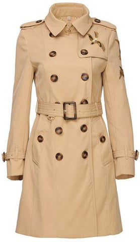 Bird Embellished Trench Coat - DESIGNER INSPIRED FASHIONS