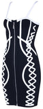 Lace-up-Effect Bicolor Mini Bandage Dress