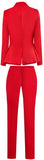 Red Single-Breasted Blazer and Trouser Set