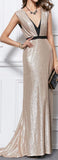 Sequined V-Neck Gown