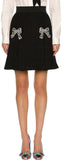 Crystal-Bow A-Line Miniskirt, Black
