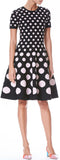 Polka-Dot Short-Sleeve Fit-and-Flare Knit Dress