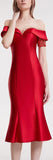 Crystal Sequined Red Fluted Evening Dress
