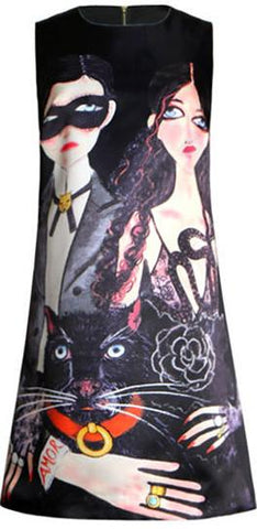 Unskilled Worker Print Mini Dress, Black