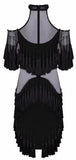 Black Tassel & Bead Embellished Mini Dress