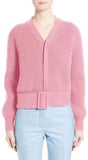 Faux-Cardigan Sweater with Belt, Pink