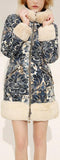 Fur-Trim Paisley Puffer Coat