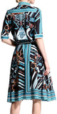 Technical Print Blouse and Skirt Set
