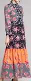 Mixed-Print Paneled Dress