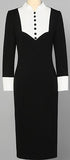 Black and White Long-Sleeve Tuxedo Dress