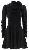 Scarf Swing Dress, Navy Black