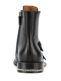 Black Monk Strap Leather Ankle Boots