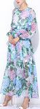 Hydrangea Print Chiffon Gown