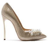Blade Embellished Pumps - Gold or White/Silver