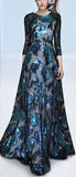 Blue Sequin-Embellished Gown