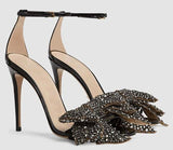 Patent Leather Sandals with Crystal Bows