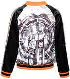 Printed Satin Bomber Jacket