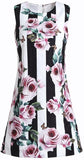 *Extended Sizes* Floral Striped Brocade Dress
