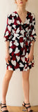 Heart Print Wrap Mini Dress