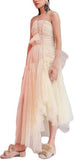 Pleated Mesh Asymmetrical Gown