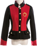 Embroidered Color-Block Jacket, Red & Black