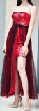 Red Sequin Mini-Dress with Tulle Skirt