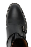 Black Monk Strap Leather Ankle Boots