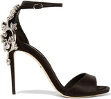 Embellished Satin Sandals - Black or Green