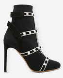 'Rockstud' Ankle Boots - Black, Red, Green
