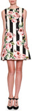*Extended Sizes* Floral Striped Brocade Dress