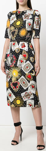 *Extended Sizes* Playing Cards Print Dress