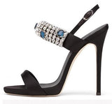 Suede Crystal Evening Sandals