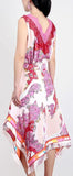 Lace Detail Floral Print Sleeveless Top and Fringed Floral Print Asymmetric Skirt