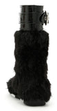 Patent Leather Buckled Fur Boots, Black