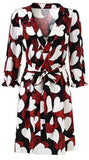 Heart Print Wrap Mini Dress
