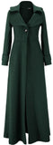 Long Wool-Blend Single-Button Coat - Black, Green, Blue or Red