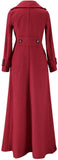 Long Wool-Blend Single-Button Coat - Black, Green, Blue or Red