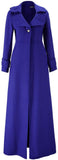 Long Wool-Blend Single-Button Coat - Black, Green, Blue or Red