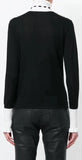 Pleated-Bib Knit Sweater, Black