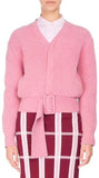 Faux-Cardigan Sweater with Belt, Pink