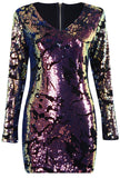 Embellished Multicolored V-Neck Mini Dress