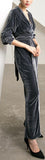 Ruched Wrap Velvet Gown